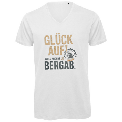 Herren Premium Bio V-Neck T-Shirt Glück Auf! Alles andere ist Bergab