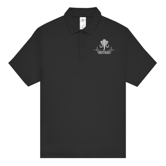 MUTRAIL™ Core Line Poloshirt Vorderseite in Schwarz mit Mammut-Logo