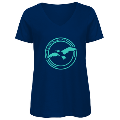 Damen Premium Bio V-Neck T-Shirt Küstenglanz Logo