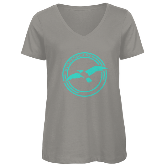 Damen Premium Bio V-Neck T-Shirt Küstenglanz Logo
