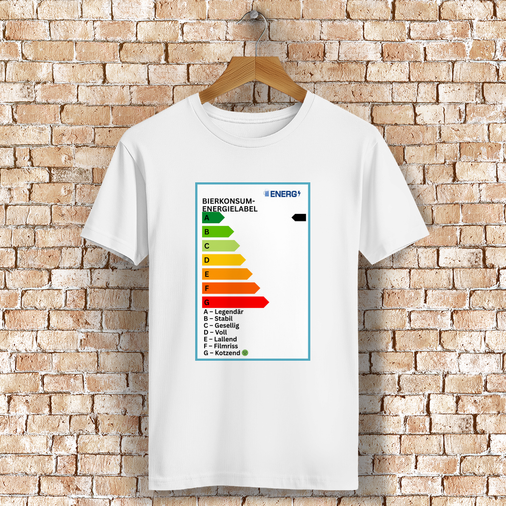 T-Shirt „Bierkonsum Energielabel“ – Legendär bis kotzend