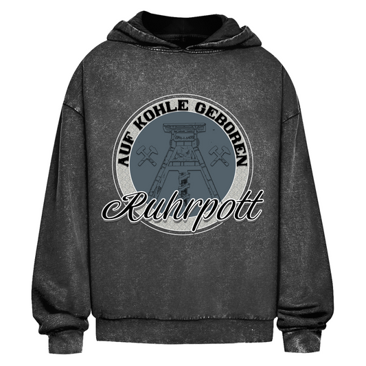 Oversize Washed Hoodie Ruhrpott Auf Kohle geboren