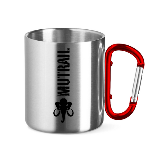 Edelstahltasse mit Karabinergriff Mutrail schwarz lang