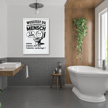 WC Poster mit witziger Toiletten-Statistik von Ruhrpott-Rebellion.de, ideale Badezimmer-Dekoration.