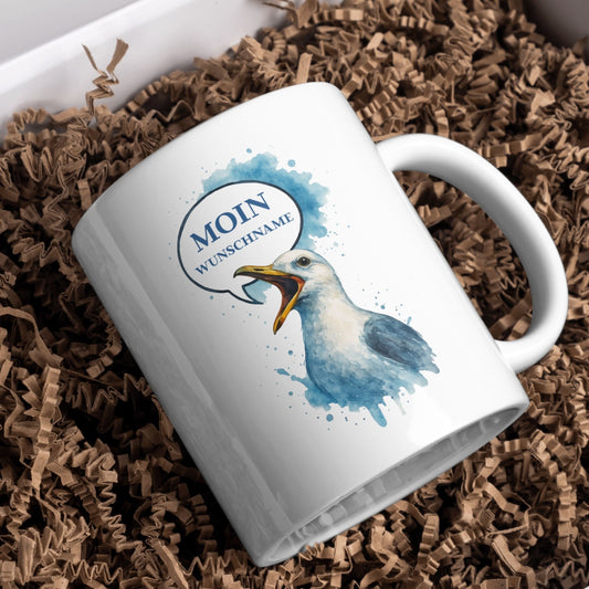 Tasse Möwe mit Wunschname