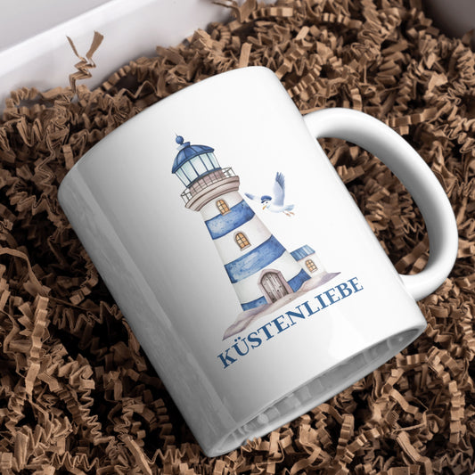 Tasse Küstenliebe mit Leuchtturm