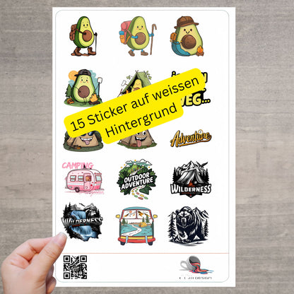 Vanlife & Natur Sticker Set – ideal für Abenteuerlustige und Camper