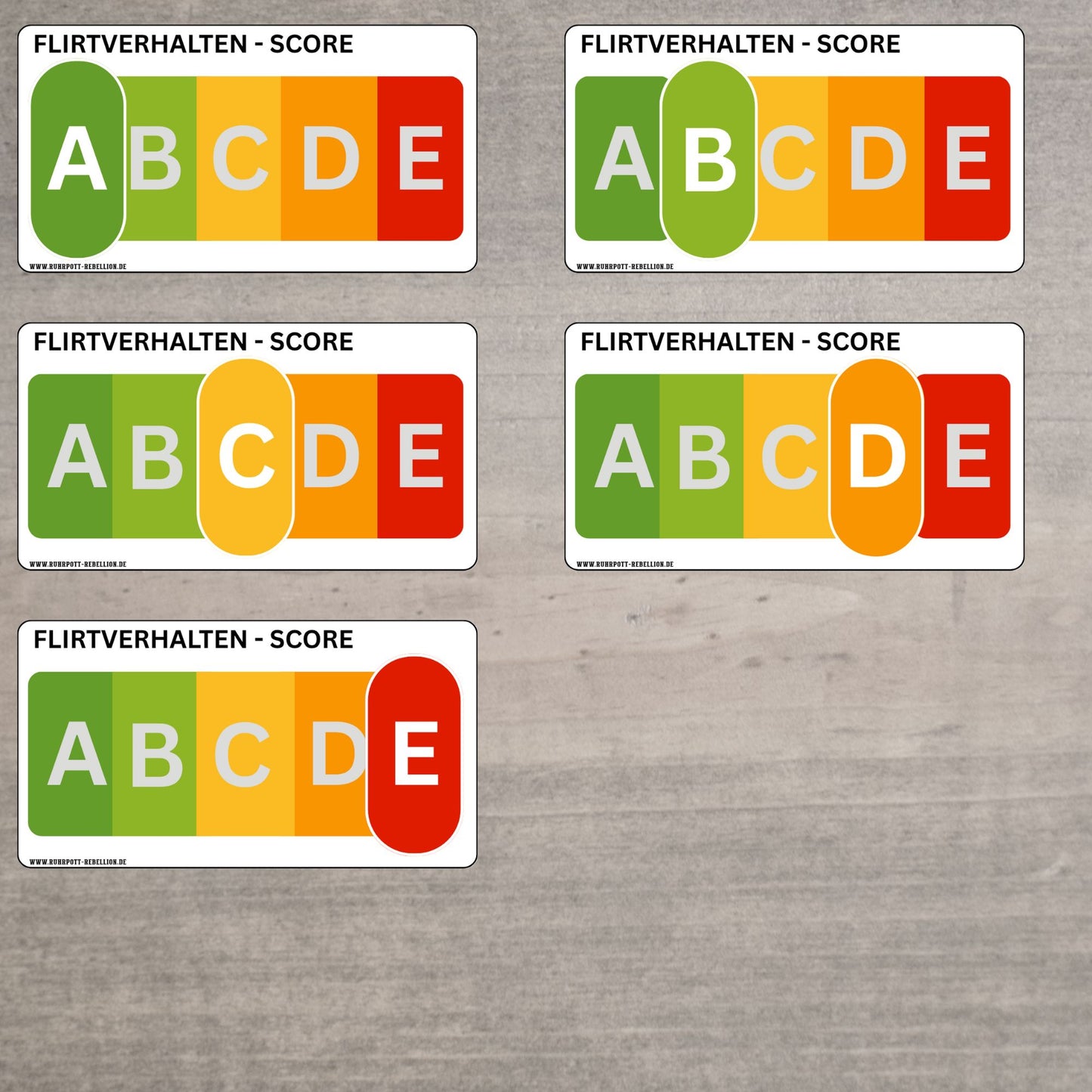 Flirtverhalten Score Sticker Set – Lustige Aufkleber als PNG – 5 Designs – Personal & Commercial Lizenz