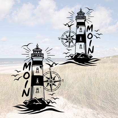 Moin SVG Datei maritim Leuchtturm Windrose Plotterdatei