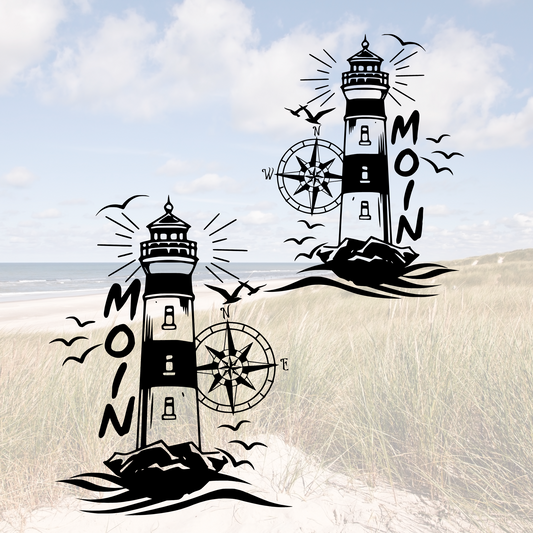 Moin SVG Datei maritim Leuchtturm Windrose Plotterdatei