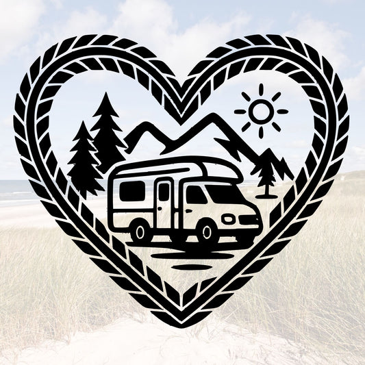 Vinyl Aufkleber Camping-Herz