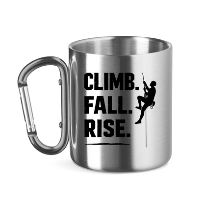 Edelstahltasse mit Karabinergriff Climb Fall Rise