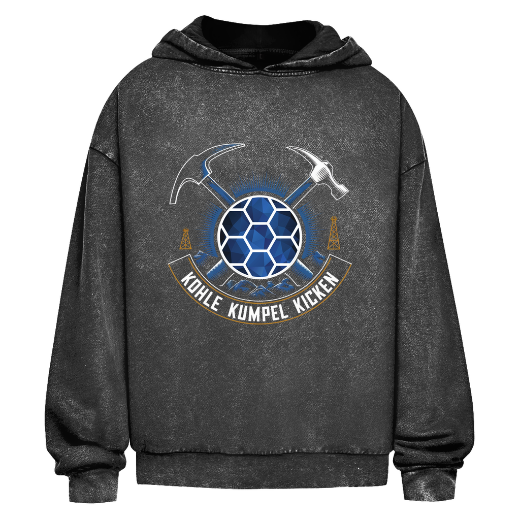 Oversize Washed Hoodie Kohle Kumpel Fussball