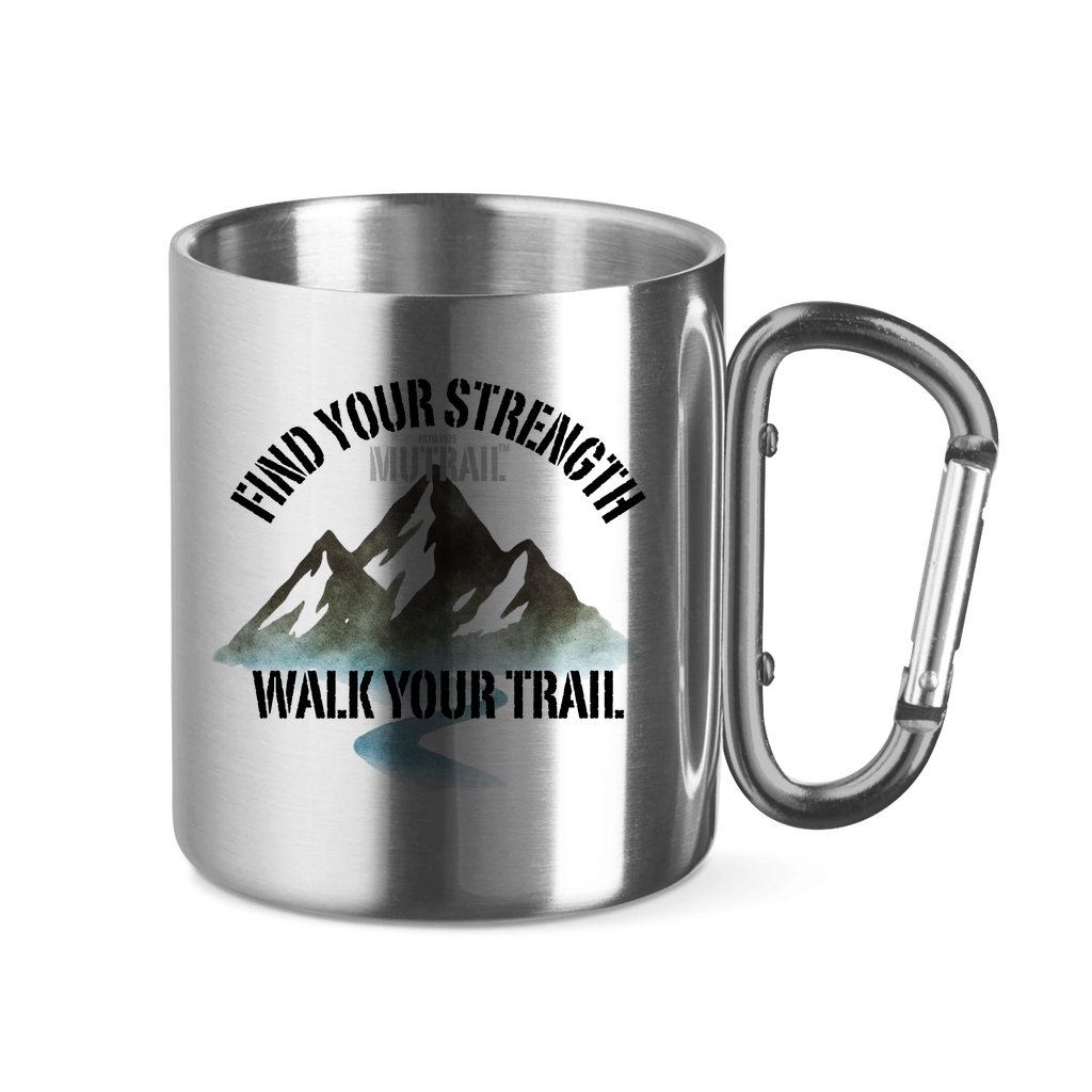 Edelstahltasse mit Karabinergriff Find Your Strength