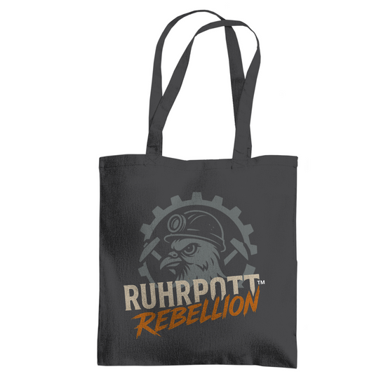 Ruhrpott Stoffbeutel schwarz mit Schulterhenkeln und Zahnrad-Motiv