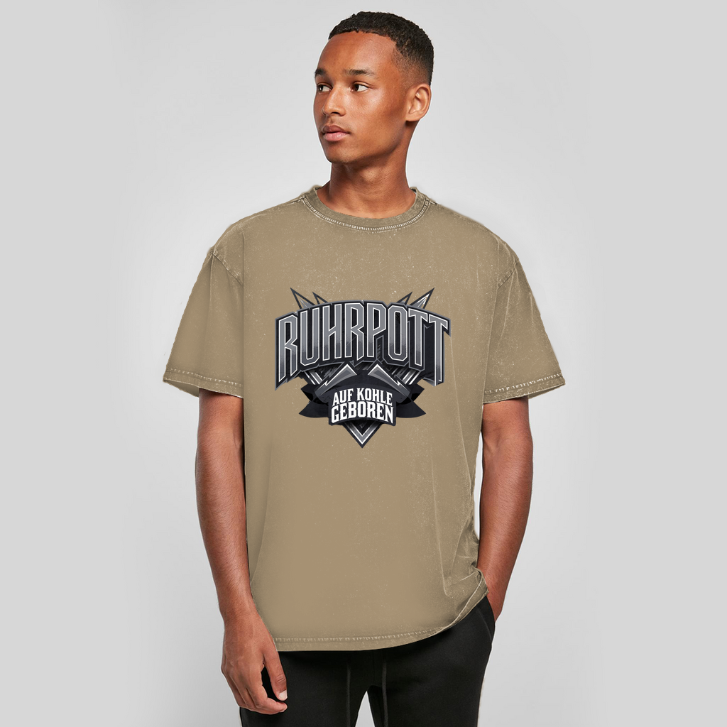 Oversize Washed T-Shirt Auf Kohle geboren