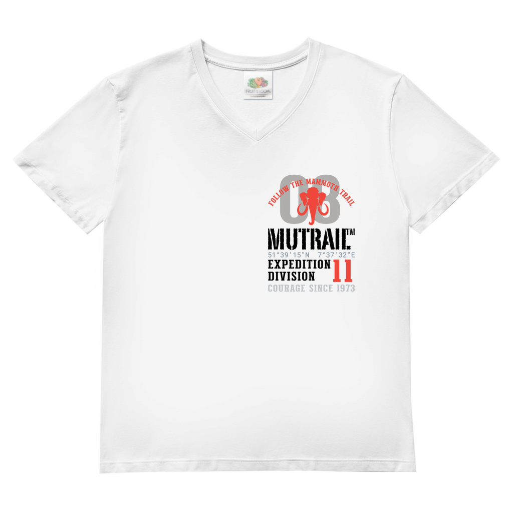 Herren Basic V-Neck T-Shirt Follow the Mammoth Trail
