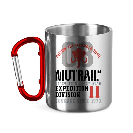 Edelstahltasse mit Karabinergriff Tasse Follow the Mammoth Trail 08