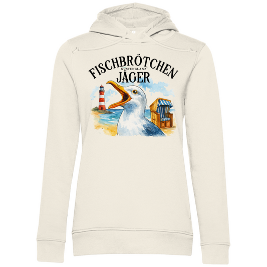 Damen Premium Bio Hoodie Fischbrötchen Jäger
