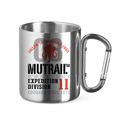 Edelstahltasse mit Karabinergriff Tasse Follow the Mammoth Trail 08