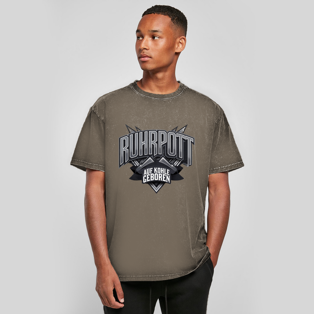 Oversize Washed T-Shirt Auf Kohle geboren