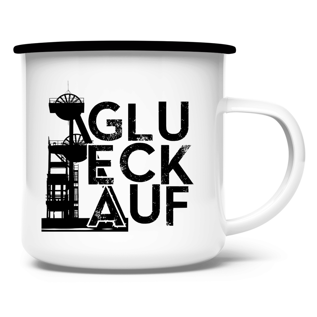 Emaille Tasse Glück Auf