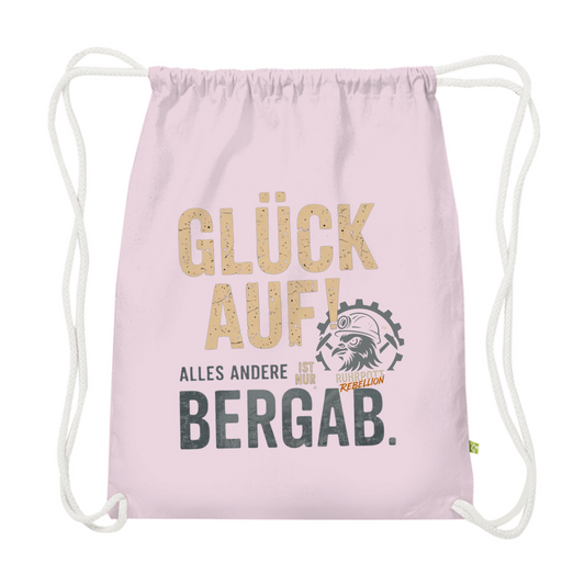 Premium Bio Turnbeutel Glück Auf! Alles andere ist Bergab