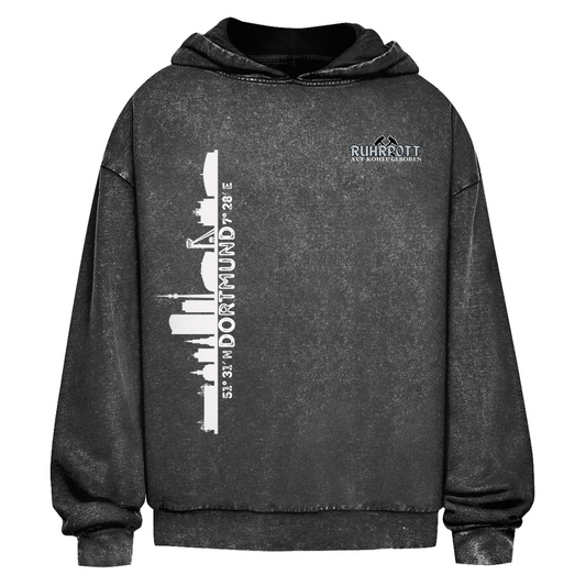 Oversize Washed Hoodie Dortmund mit Silhouette und Koordinaten