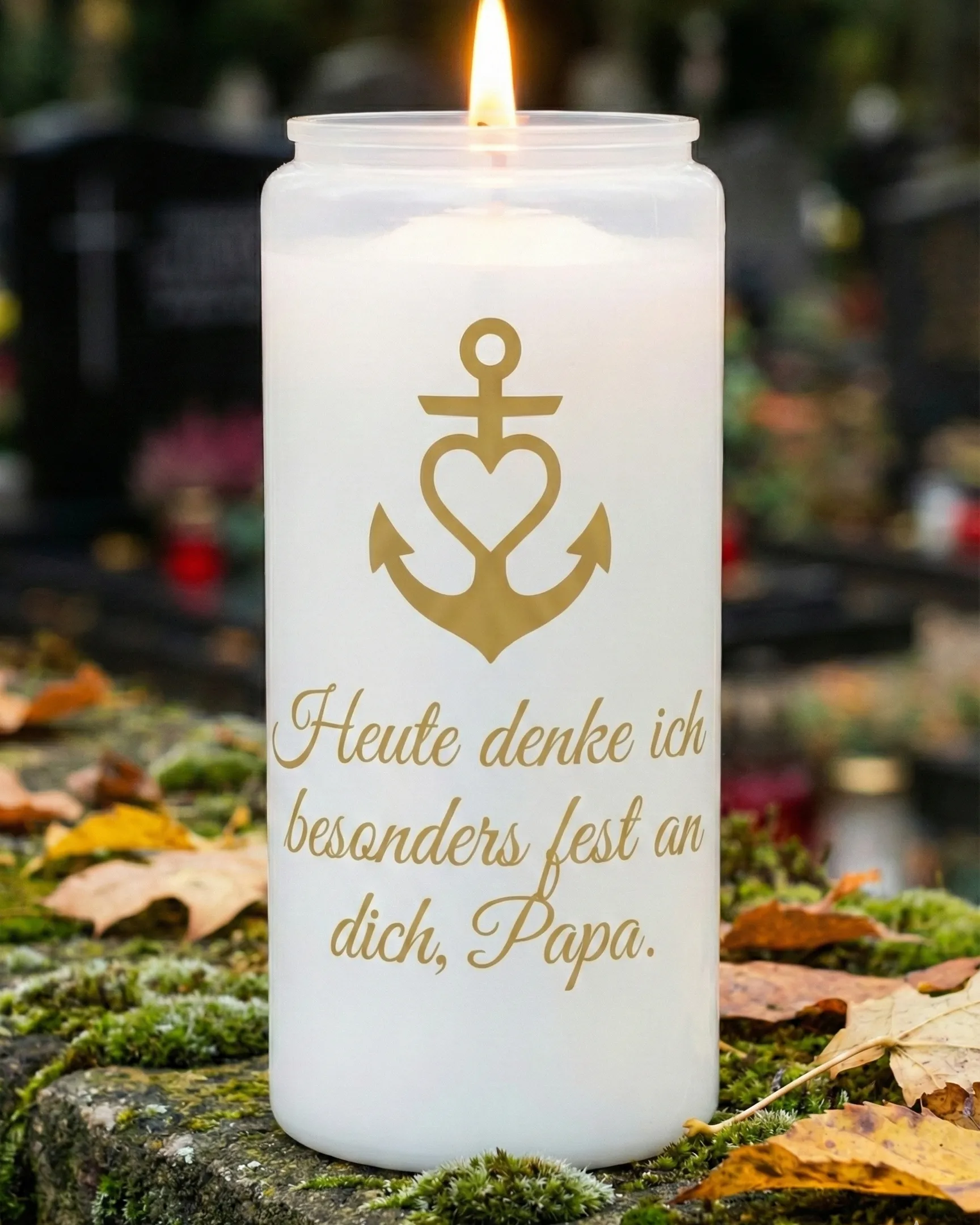 Grabkerze Aufkleber Papa | Spruch Anker Herz