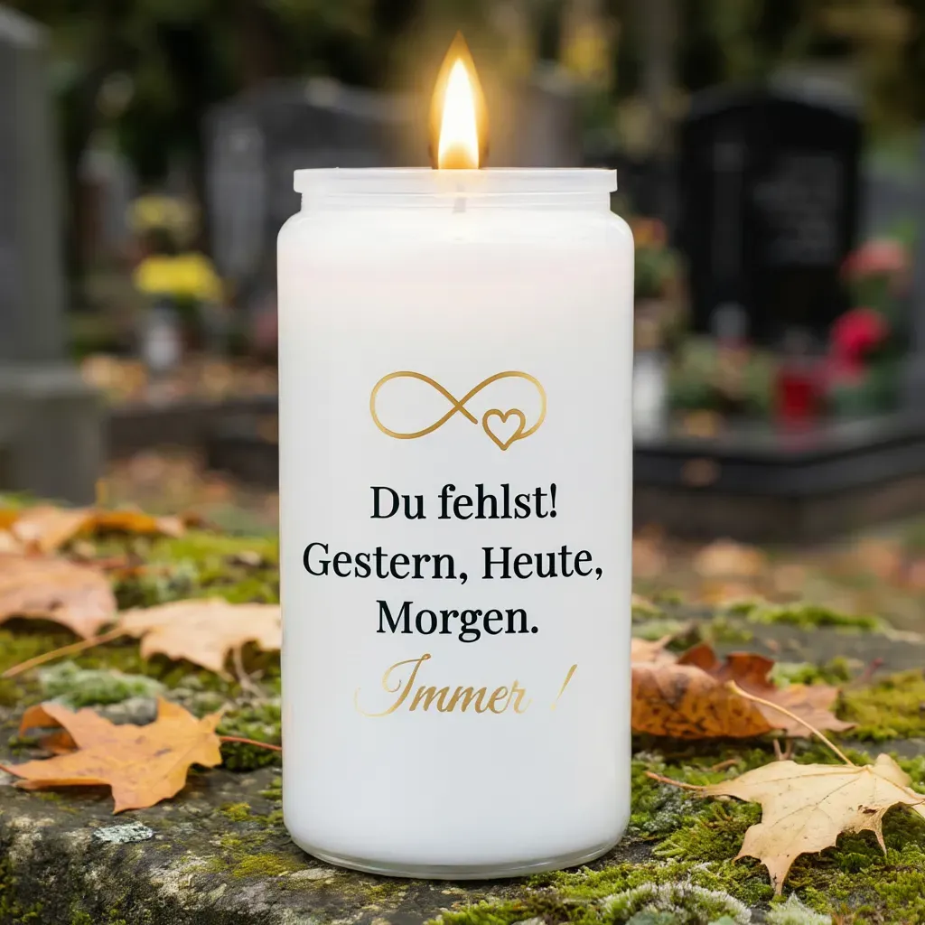 Grabkerzen Aufkleber Du fehlst