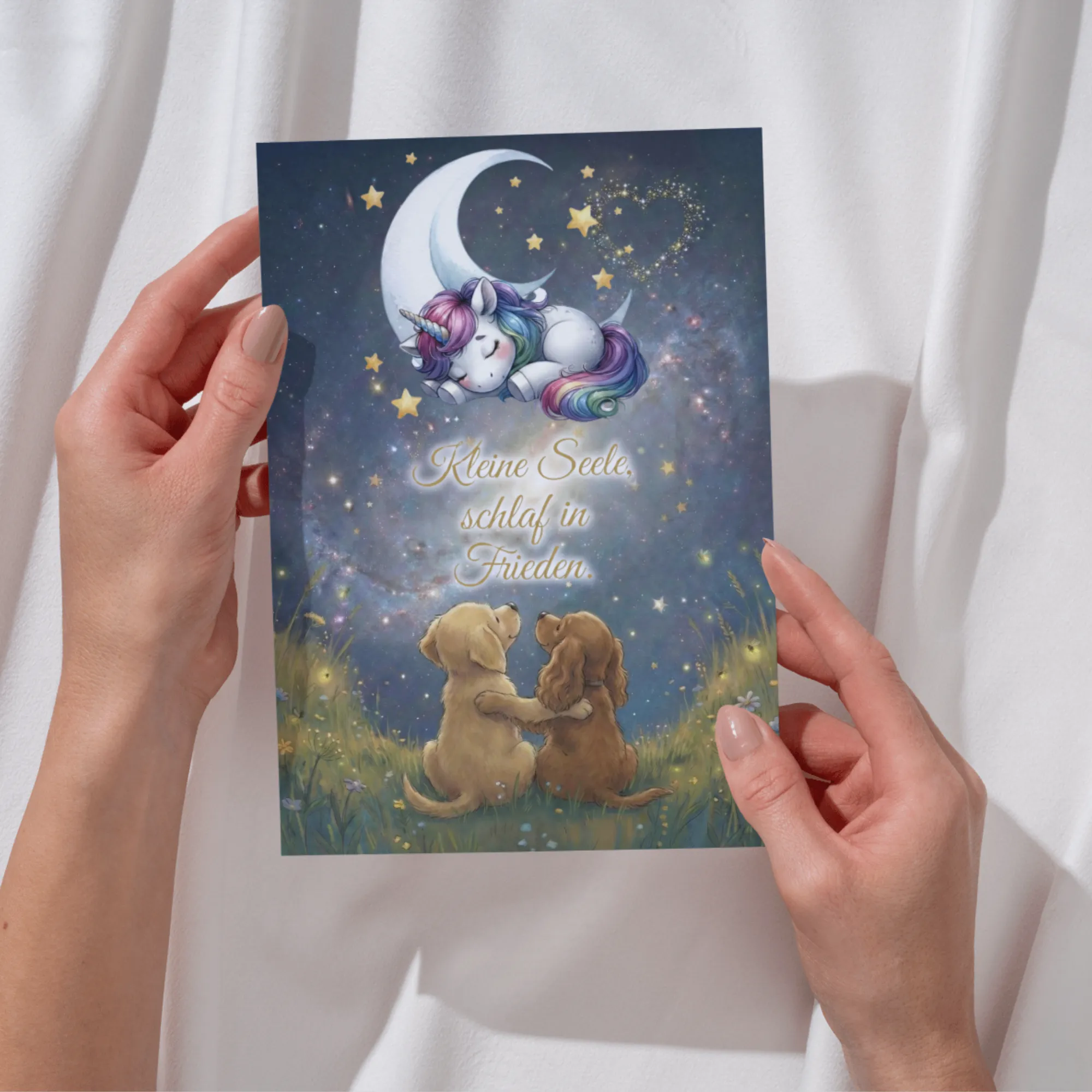 Trauerkarte Sternenkind Hunde, Beileidskarte Kind, Kleine Seele schlaf in Frieden
